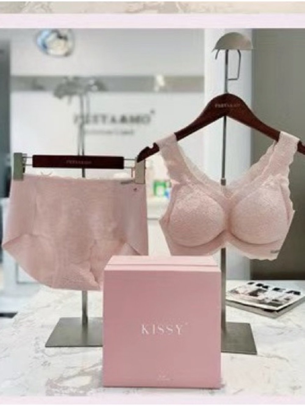 Kiss Light Pink Lace Full-Coverage Bra and Matching Briefs